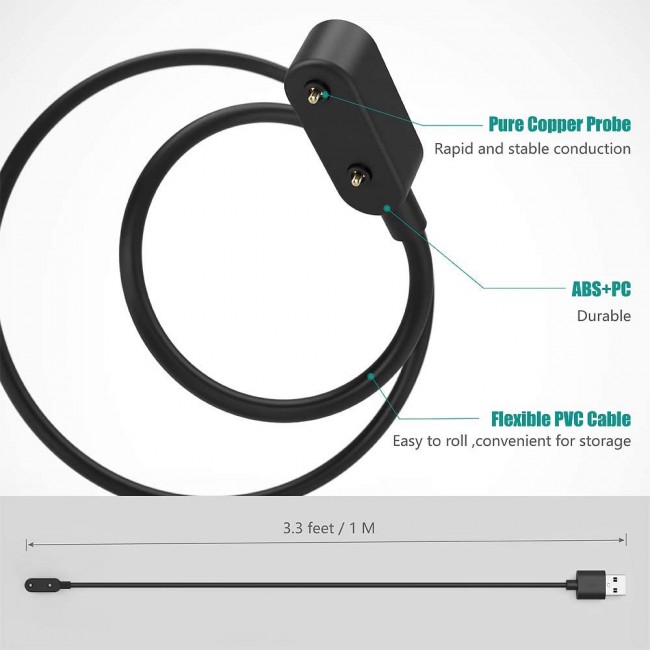 Margoun USB Magnetic Charging Cable Cord for Huawei Watch Fit - Black