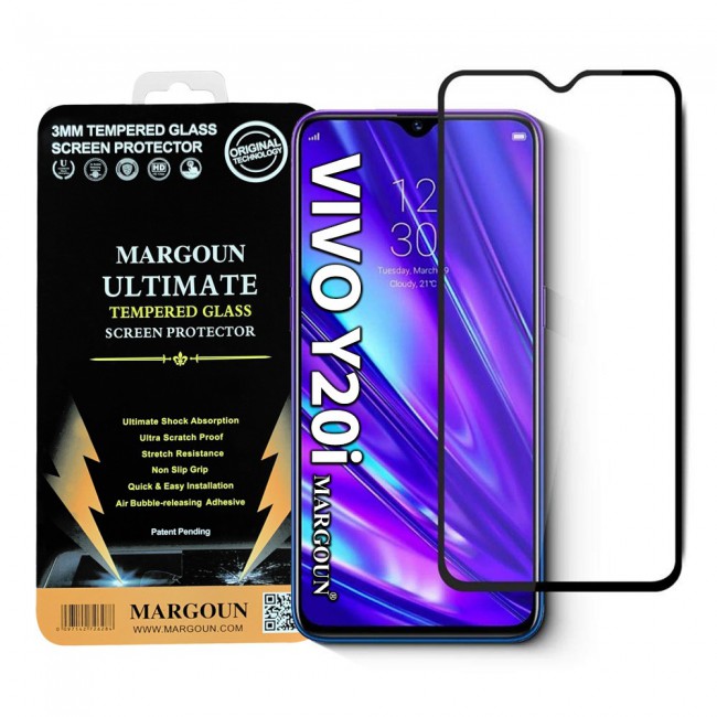 Vivo Y20i Full Glue 3D Tempered Glass Screen Protector Ultimate Margoun – Black Edge