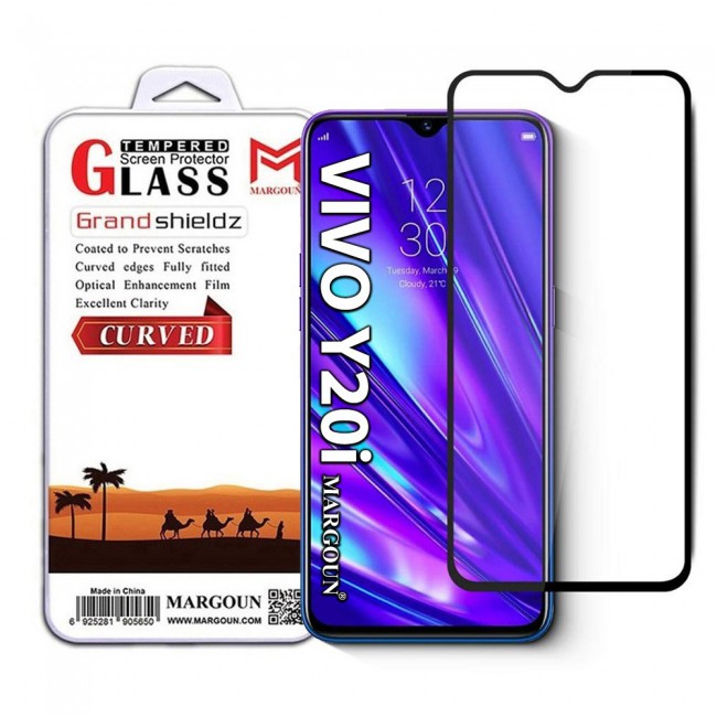 Vivo Y20i Full Glue 3D Tempered Glass Screen Protector Grand Shieldz Margoun – Black Edge