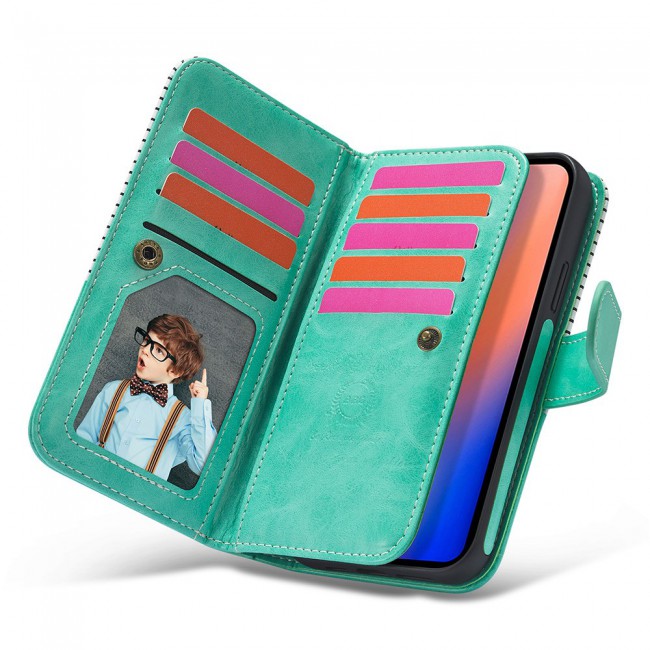 Wallet PU Leather Flip Case for iPhone 12 and 12 Pro - Gold Green