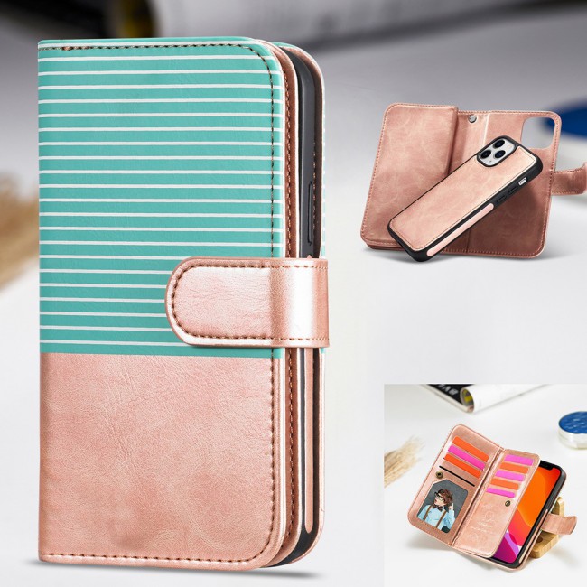Wallet PU Leather Flip Case for iPhone 12 and 12 Pro - Gold Green
