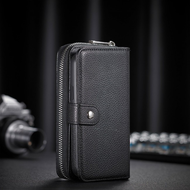 Wallet PU Leather Flip Case for iPhone 12 and 12 Pro - Black
