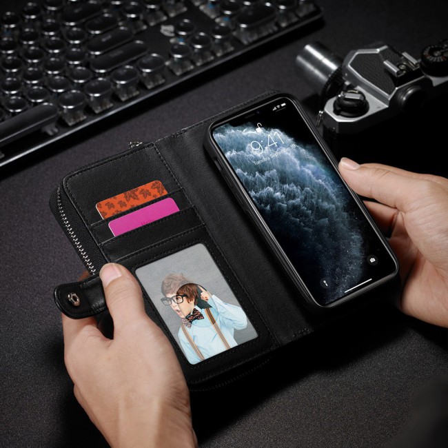 Wallet PU Leather Flip Case for iPhone 12 and 12 Pro - Black