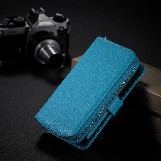 Wallet PU Leather Flip Case for iPhone 12 and 12 Pro - Blue
