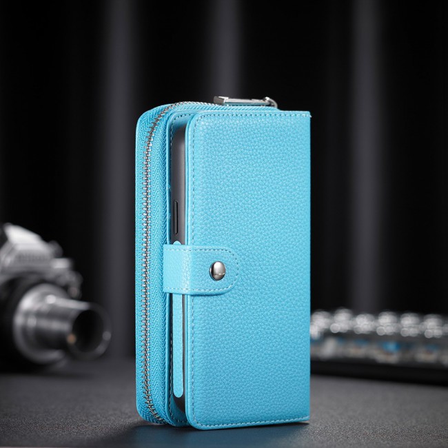 Wallet PU Leather Flip Case for iPhone 12 and 12 Pro - Blue