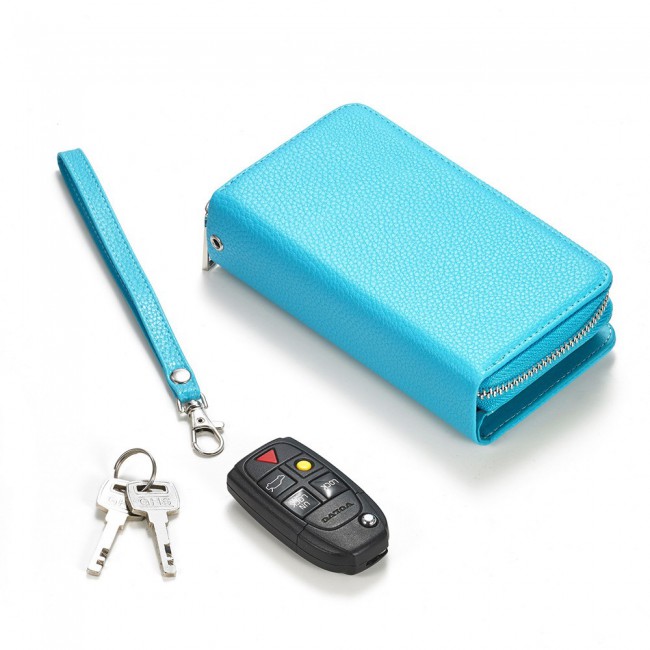 Wallet PU Leather Flip Case for iPhone 12 and 12 Pro - Blue