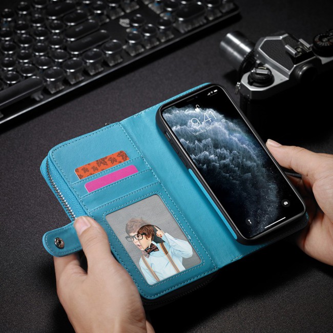 Wallet PU Leather Flip Case for iPhone 12 and 12 Pro - Blue