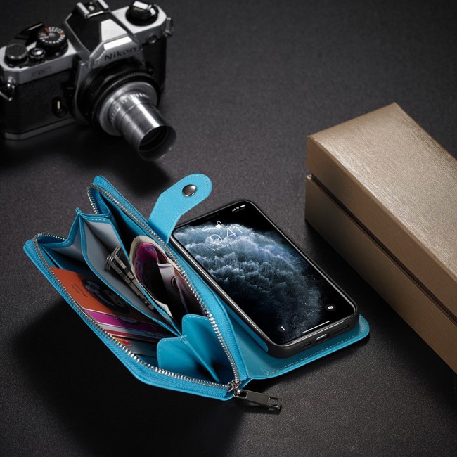 Wallet PU Leather Flip Case for iPhone 12 and 12 Pro - Blue