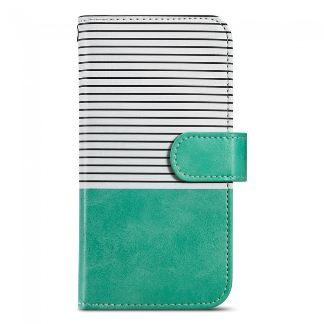 Wallet PU Leather Flip Case for iPhone 12 and 12 Pro - Green White