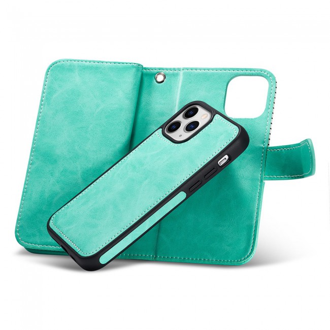Wallet PU Leather Flip Case for iPhone 12 and 12 Pro - Green White