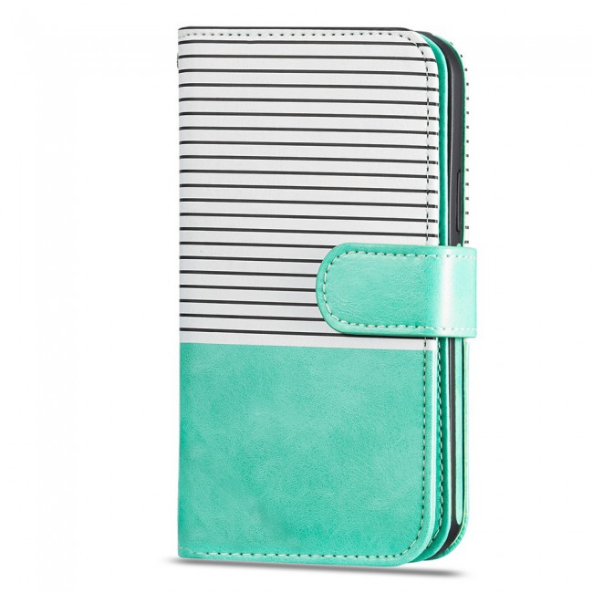 Wallet PU Leather Flip Case for iPhone 12 and 12 Pro - Green White