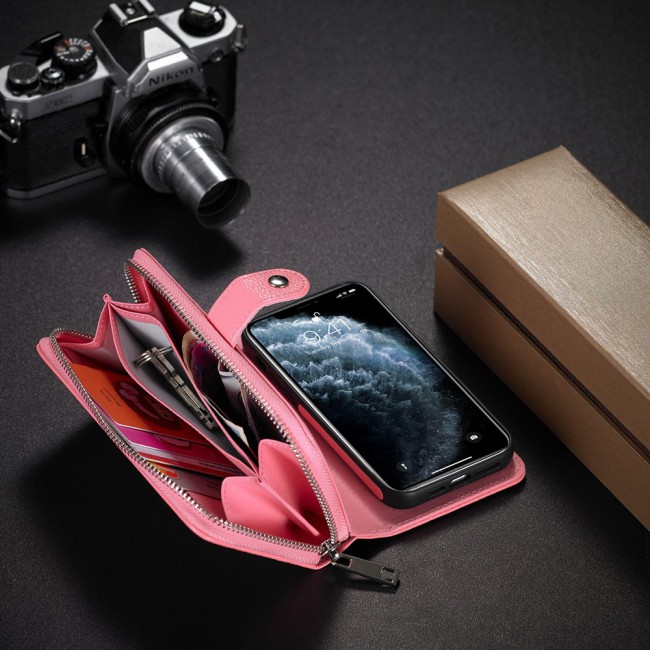 Wallet PU Leather Flip Case for iPhone 12 and 12 Pro - Light Pink
