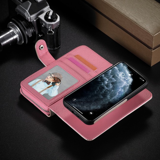 Wallet PU Leather Flip Case for iPhone 12 and 12 Pro - Light Pink