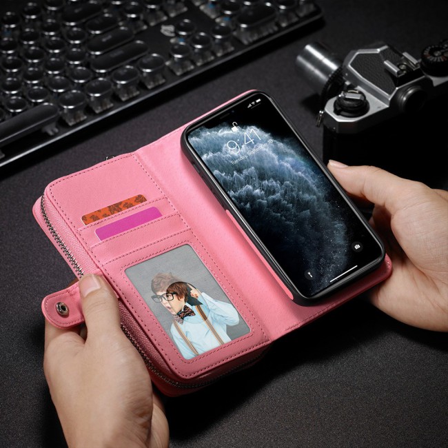 Wallet PU Leather Flip Case for iPhone 12 and 12 Pro - Light Pink