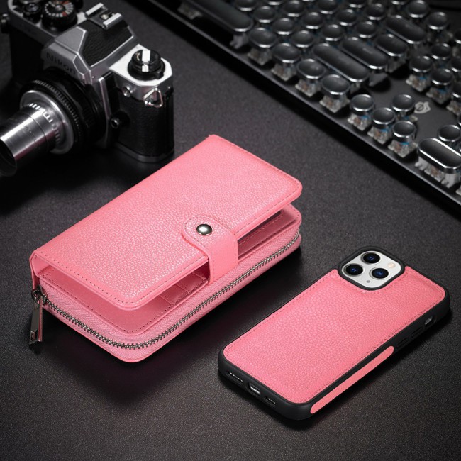 Wallet PU Leather Flip Case for iPhone 12 and 12 Pro - Light Pink