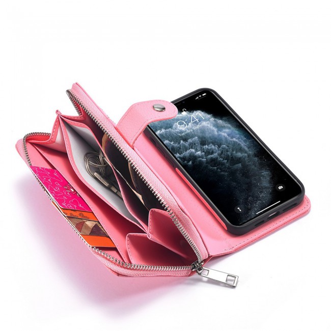 Wallet PU Leather Flip Case for iPhone 12 and 12 Pro - Light Pink