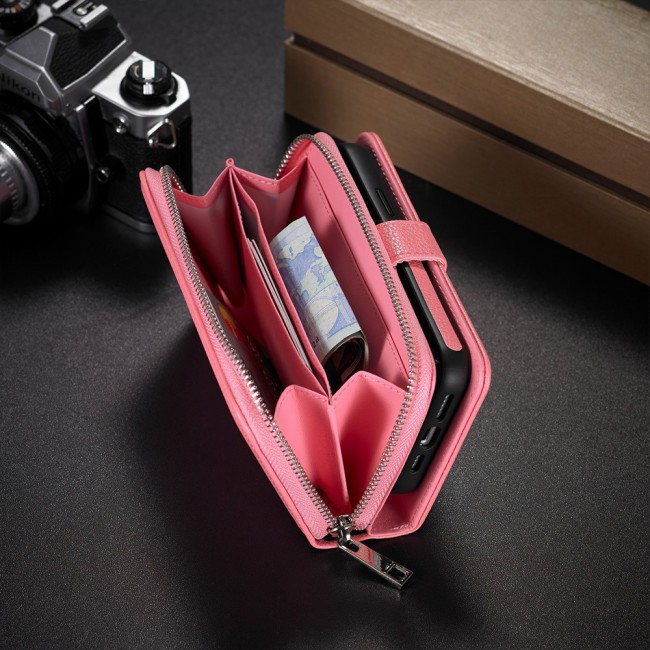 Wallet PU Leather Flip Case for iPhone 12 and 12 Pro - Light Pink
