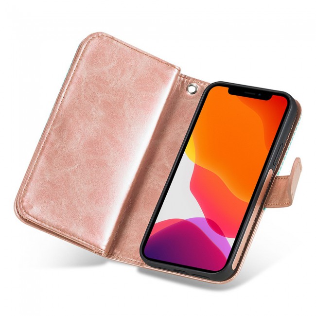 Wallet PU Leather Flip Case for iPhone 12 Pro Max - Gold Green