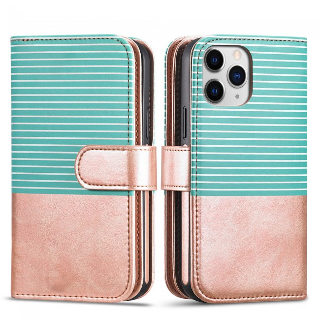 Wallet PU Leather Flip Case for iPhone 12 Pro Max - Gold Green