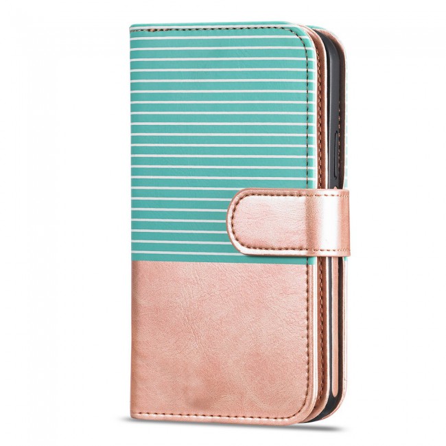 Wallet PU Leather Flip Case for iPhone 12 Pro Max - Gold Green