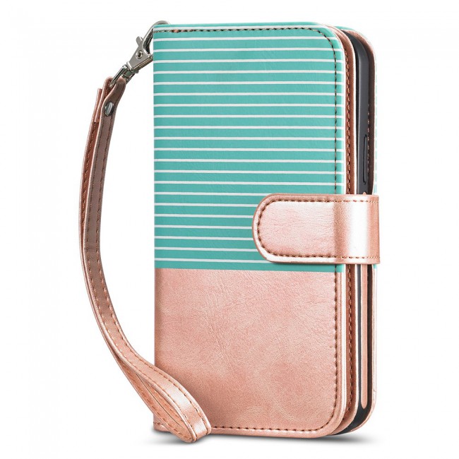 Wallet PU Leather Flip Case for iPhone 12 Pro Max - Gold Green