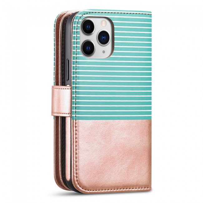 Wallet PU Leather Flip Case for iPhone 12 Pro Max - Gold Green