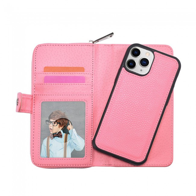 Wallet PU Leather Flip Case for iPhone 12 Pro Max - Light Pink