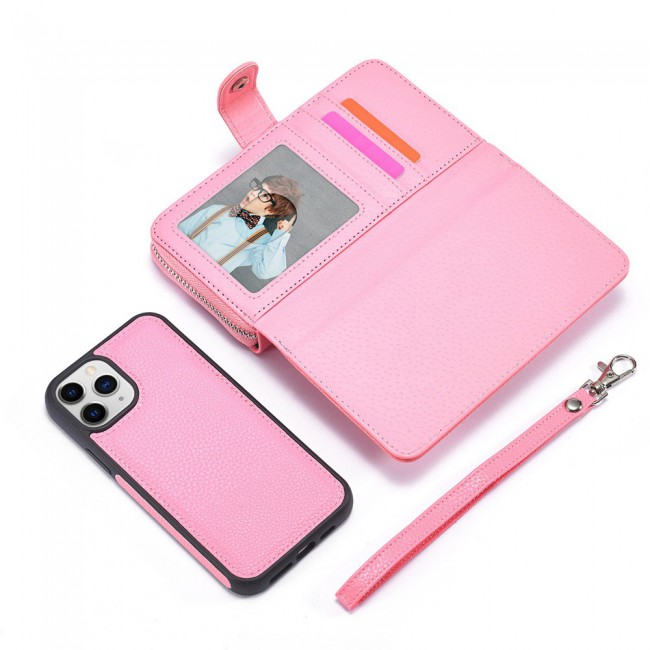 Wallet PU Leather Flip Case for iPhone 12 Pro Max - Light Pink
