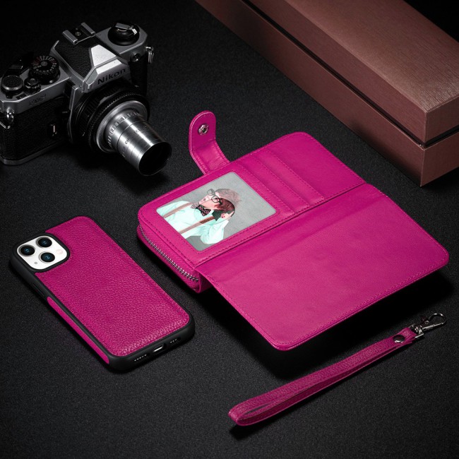 Wallet PU Leather Flip Case for iPhone 12 and 12 Pro - Pink