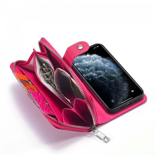 Wallet PU Leather Flip Case for iPhone 12 and 12 Pro - Pink