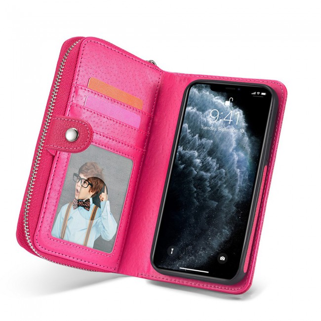 Wallet PU Leather Flip Case for iPhone 12 and 12 Pro - Pink