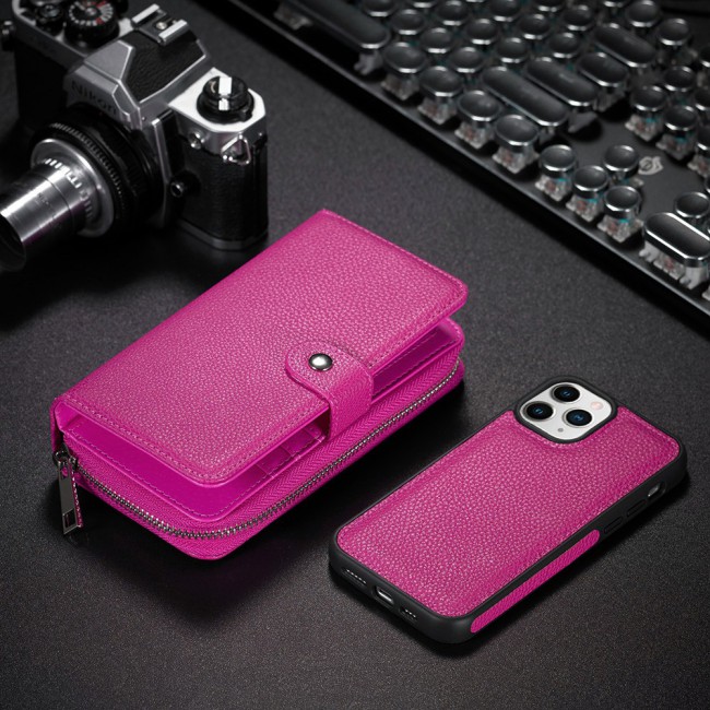 Wallet PU Leather Flip Case for iPhone 12 and 12 Pro - Pink