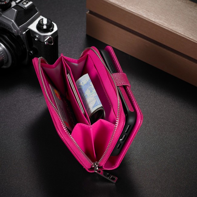 Wallet PU Leather Flip Case for iPhone 12 and 12 Pro - Pink