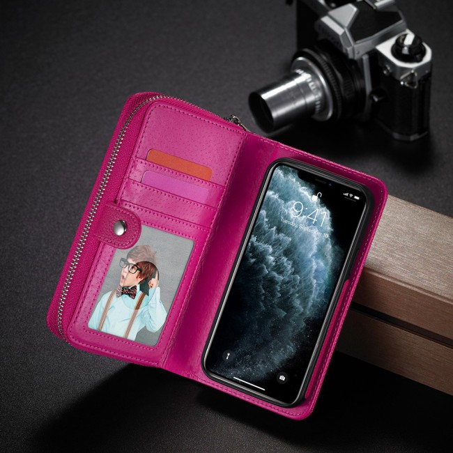 Wallet PU Leather Flip Case for iPhone 12 and 12 Pro - Pink