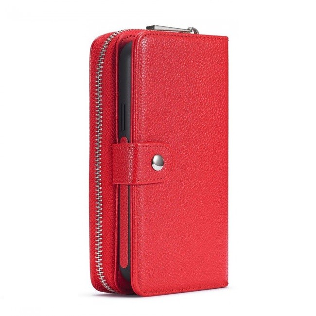 Wallet PU Leather Flip Case for iPhone 12 and 12 Pro - Red