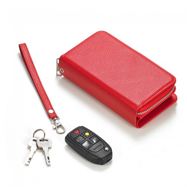 Wallet PU Leather Flip Case for iPhone 12 and 12 Pro - Red