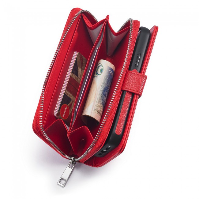 Wallet PU Leather Flip Case for iPhone 12 and 12 Pro - Red