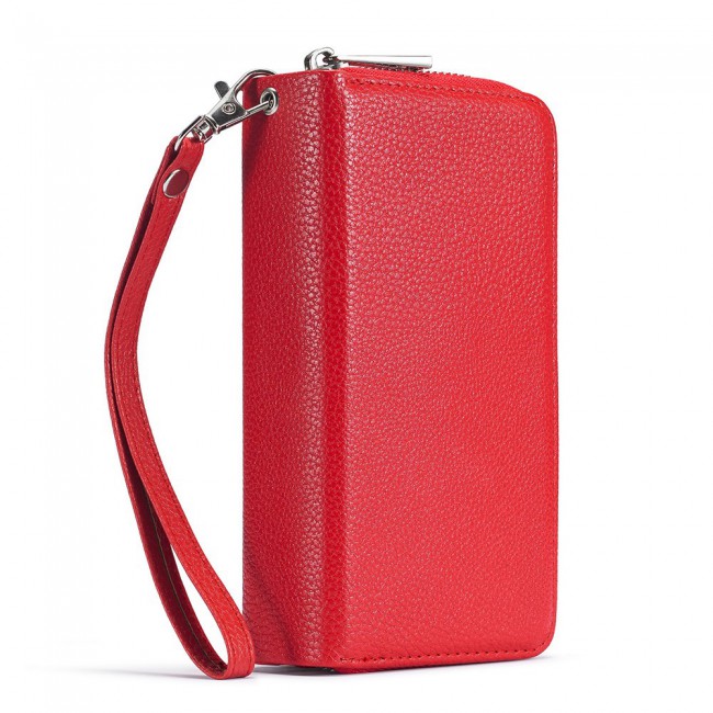 Wallet PU Leather Flip Case for iPhone 12 and 12 Pro - Red