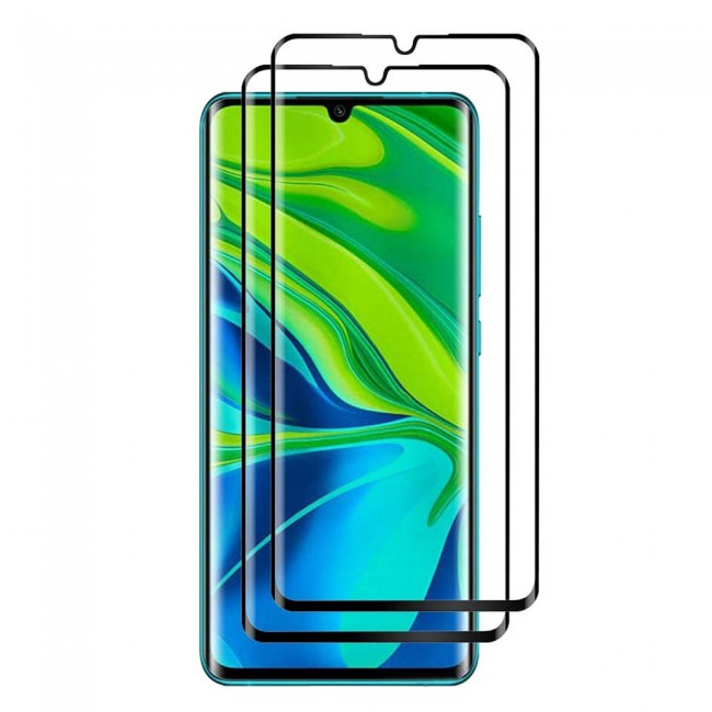Xiaomi Mi CC9 Pro 3D Tempered Glass 2 Pack Super Shieldz Margoun- Black Frame