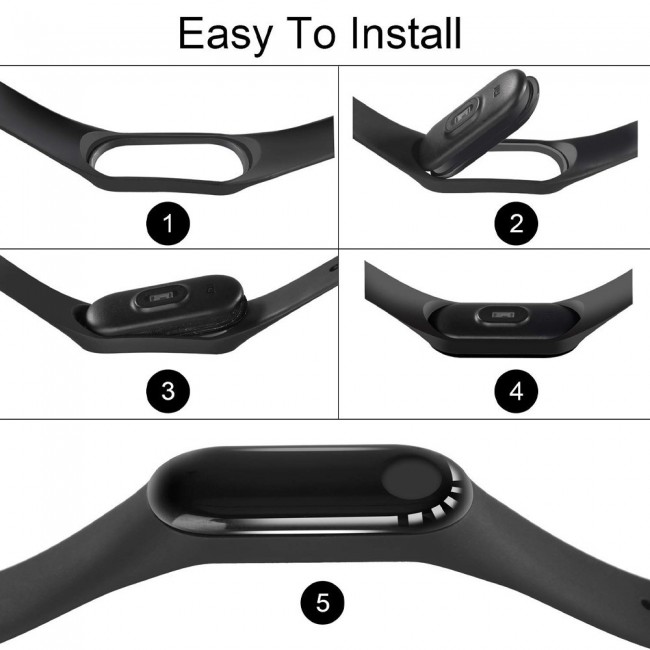Margoun Silicone Band for Xiaomi Mi Band 3 and Mi Band 4 - Black