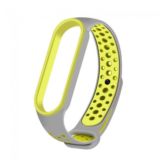 Xiaomi Mi Band 5 and Mi Band 6 Replacement Silicone Band Nike Design by Margoun - Grey Yellow