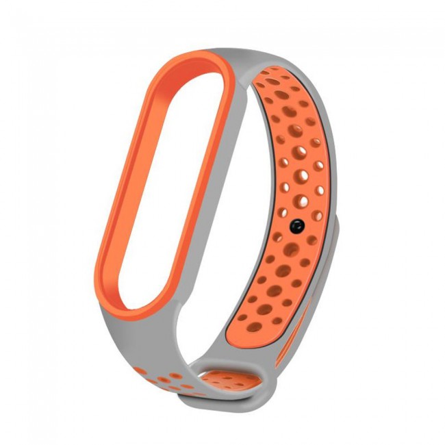 Xiaomi Mi Band 5 and Mi Band 6 Replacement Silicone Band Nike Design by Margoun - Grey Orange