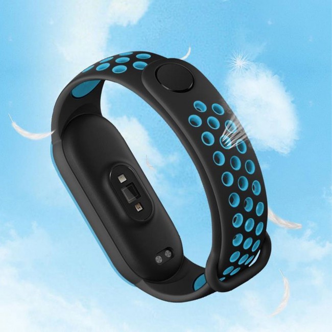 Xiaomi Mi Band 5 and Mi Band 6 Replacement Silicone Band Nike Design by Margoun - Black Blue