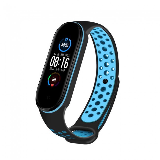 Xiaomi Mi Band 5 and Mi Band 6 Replacement Silicone Band Nike Design by Margoun - Black Blue