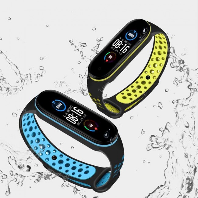Xiaomi Mi Band 5 and Mi Band 6 Replacement Silicone Band Nike Design by Margoun - Black Green