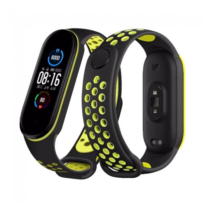 Xiaomi Mi Band 5 and Mi Band 6 Replacement Silicone Band Nike Design by Margoun - Black Green