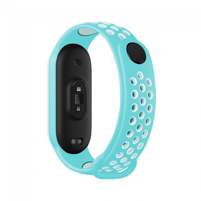 Xiaomi Mi Band 5 and Mi Band 6 Replacement Silicone Band Nike Design by Margoun - Turquoise White