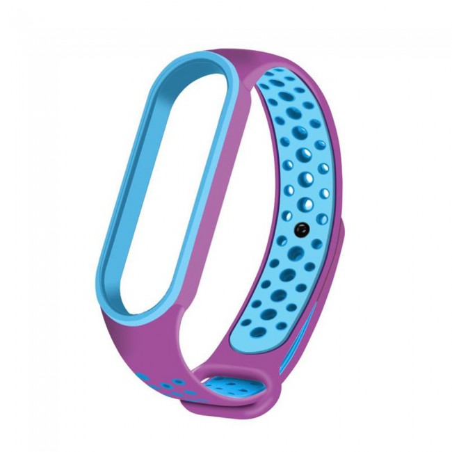 Xiaomi Mi Band 5 and Mi Band 6 Replacement Silicone Band Nike Design by Margoun - Purple Blue