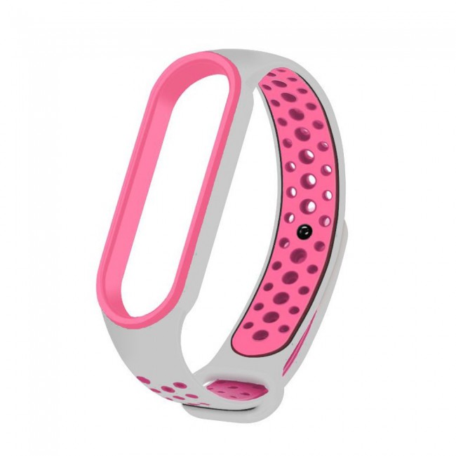 Xiaomi Mi Band 5 and Mi Band 6 Replacement Silicone Band Nike Design by Margoun - White Pink