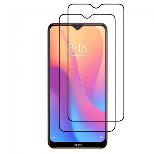Xiaomi Redmi 8A Pro Tempered Glass 3D 2 Pack Super Shieldz Margoun- Black Frame